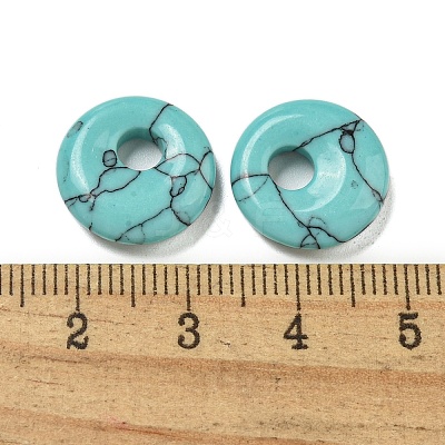 Synthetic Turquoise Donut/Pi Disc Charms G-G142-02O-1
