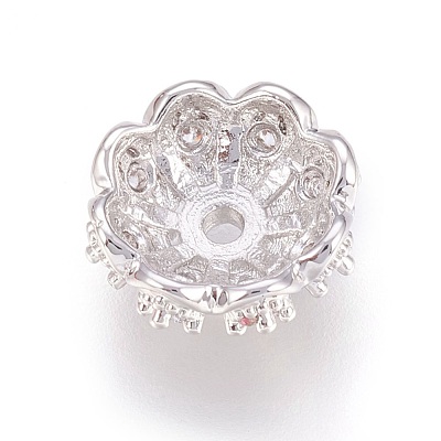 Multi-Petal Brass Micro Pave Cubic Zirconia Bead Caps ZIRC-F088-038P-1