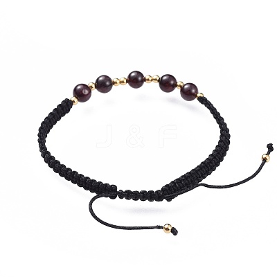 Adjustable Natural Gemstone Braided Bead Bracelets BJEW-JB04599-1