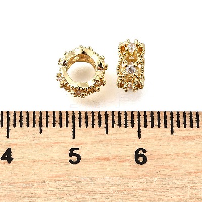 Column Brass Micro Pave Cubic Zirconia European Beads KK-L230-08G-01-1