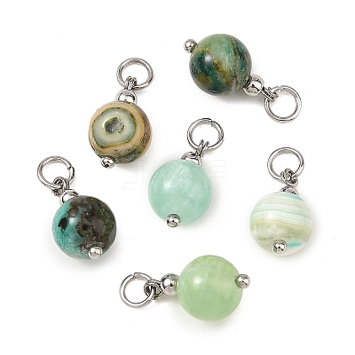 Natural Green Line Jasper Pendants PALLOY-JF06020-02-1