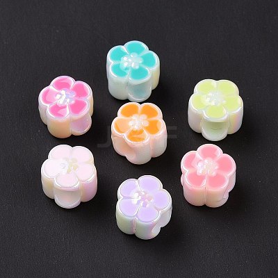UV Plating Rainbow Iridescent Acrylic European Beads X-SACR-E009-40-1