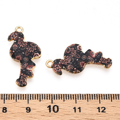 Printed Light Gold Tone Alloy Pendants ENAM-N056-210C-1