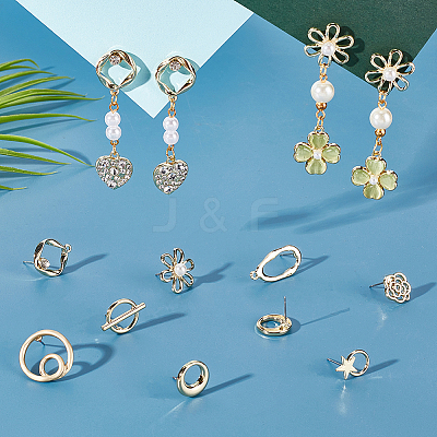 40Pcs 10 Style  Alloy Stud Earring Findings FIND-PH0008-36-1