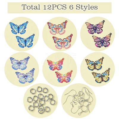 DIY Butterfly 430 Stainless Steel Etched Metal Embellishments Dangle Earring Jewelry Making Kits DIY-FS0007-46-1