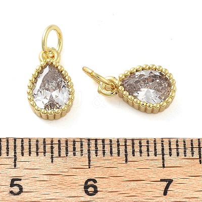 Brass Micro Pave Cubic Zirconia Charms KK-C092-09G-1