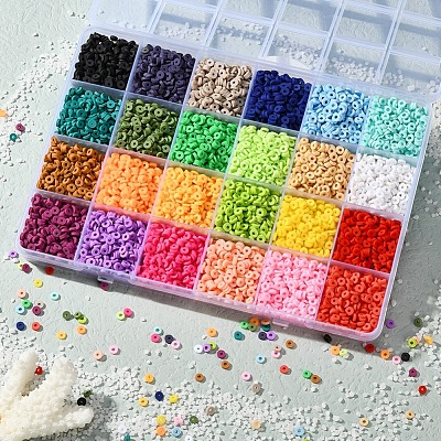 8400Pcs 24 Colors Handmade Polymer Clay Beads CLAY-YW0001-11A-4mm-1
