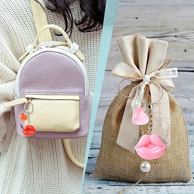 2Pcs Resin Pendants Keychain KEYC-YW00191-01-1