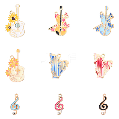 18Pcs 9 Styles Alloy Enamel Pendants ENAM-YW0005-74-1