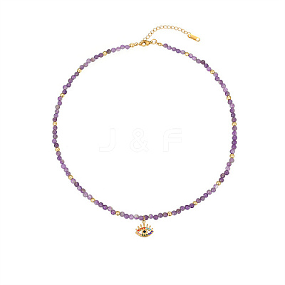 304 Stainless Steel Enamel Eye Pendant Necklaces TE3373-3-1