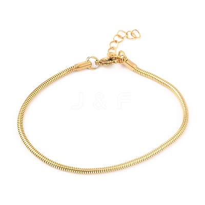 Unisex 304 Stainless Steel Round Snake Chain Bracelets BJEW-H541-02B-G-1