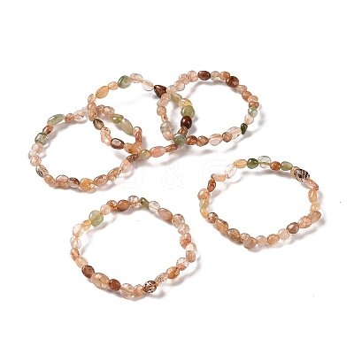 Natural Rutilated Quartz Bead Stretch Bracelets BJEW-K213-38-1