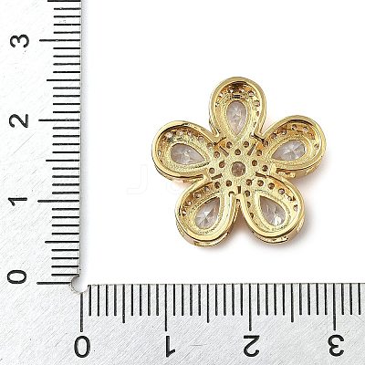 Brass Pave Cubic Zirconia 5-Petal Flower Multi-Strand Links KK-I276-30G-02-1