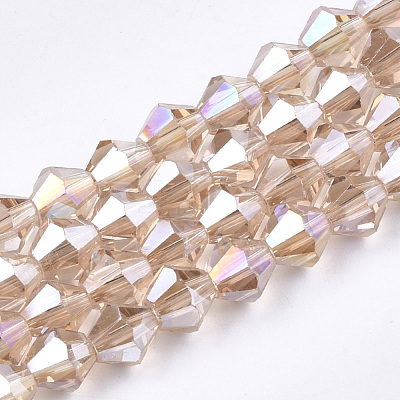 Electroplate Glass Beads Strands X-EGLA-Q118-6mm-B10-1