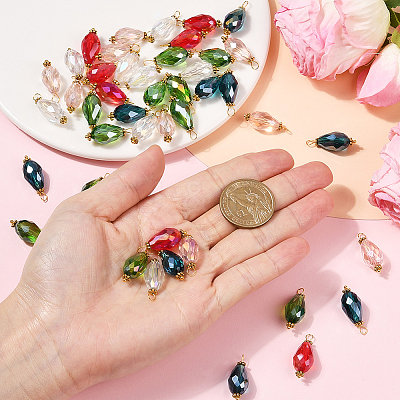 50Pcs Electroplate Faceted Glass Pendants FIND-SP0004-74-1