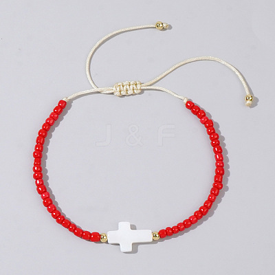 Glass Seed Beads & Brass Braided Beaded Bracelets TV0952-9-1