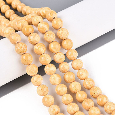 Dyed Synthetic Fossil Beads Strands G-T139-8mm-66B-1