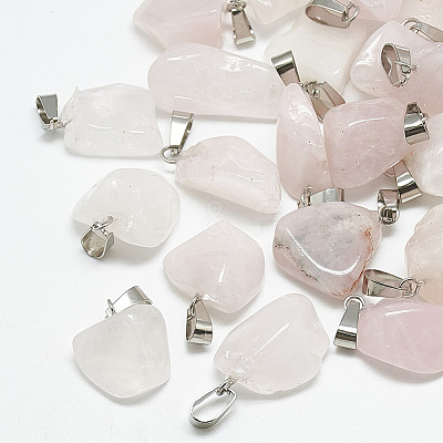 Natural Rose Quartz Pendants G-T085-07-1
