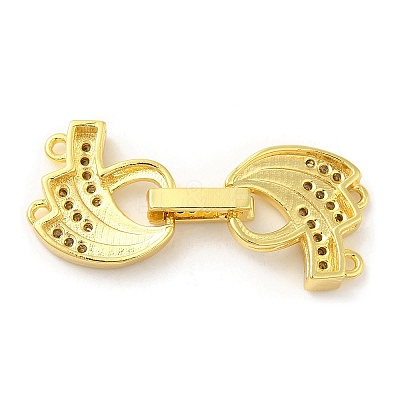 Rack Plating Brass Micro Pave Clear Cubic Zirconia Fold Over Clasps KK-H447-15G-1
