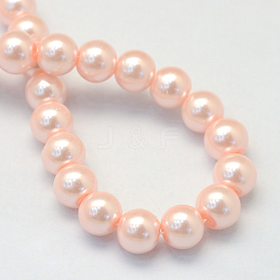 Baking Paint Pearlized Glass Pearl Round Bead Strands HY-Q330-8mm-05-1