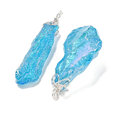 Electroplated Raw Rough Natural Quartz Crystal Big Pendants G-A229-02P-09-1