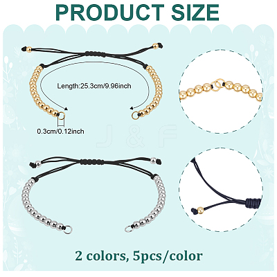 10Pcs 2 Colors Nylon Thread Cord Braided Bead Bracelet Making MAK-ME0001-08-1