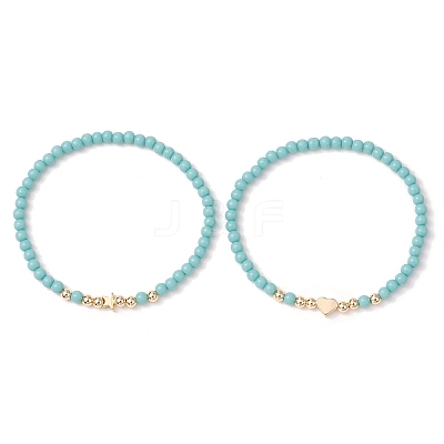 2Pcs 2 Styles Glass Seed Beaded Stretch Bracelet Sets for Women BJEW-JB11373-05-1