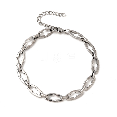 304 Stainless Steel Hollow Cross-Linked Chain Bracelets for Women BJEW-JB12294-01-1