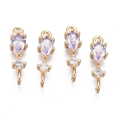 Brass Micro Pave Cubic Zirconia Links Connectors X-KK-R111-007-A05-1