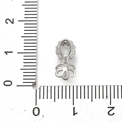925 Sterling Silver Pave Clear Cubic Zirconia Flower Pendant Bails STER-P068-01P-1