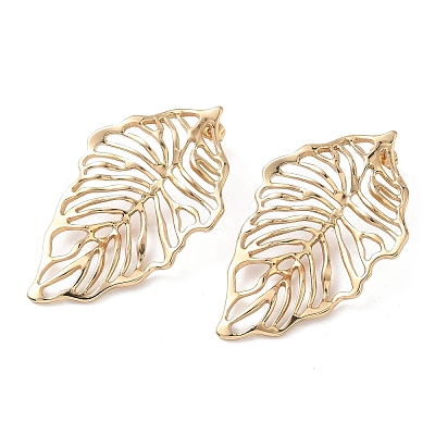 Hollow 304 Stainless Steel Stud Earrings EJEW-B156-13G-1
