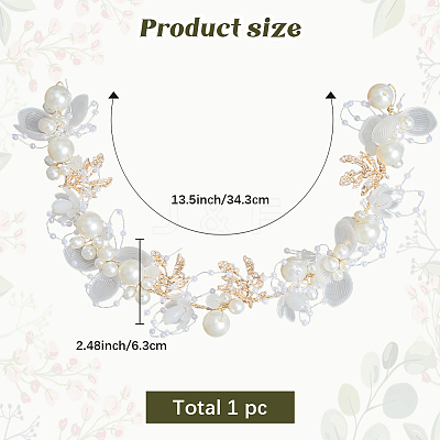 Alloy & Rhinestone & Resin Floral Hair Bands Embellishments for Women OHAR-WH20009-02B-1