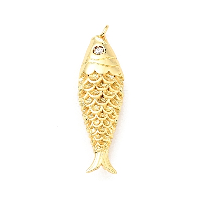 Brass Micro Pave Clear Cubic Zirconia Pendants KK-G416-11G-1