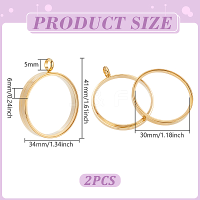 2Pcs 304 Stainless Steel Locket Pendants STAS-UN0063-24-1