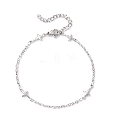 304 Stainless Steel Cross Link Bracelets for Women BJEW-JB12360-01-1