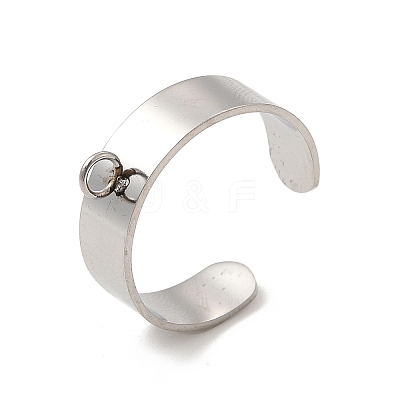 Non-Tarnish 304 Stainless Steel Open Cuff Ring Components STAS-C067-01A-P-1