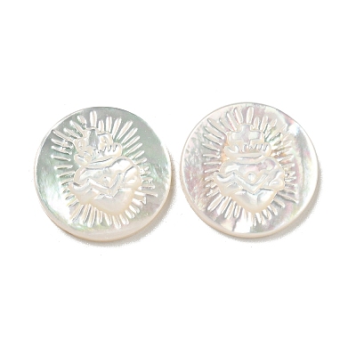 Carved Natural White Shell Cabochons SSHEL-N038-06B-08-1