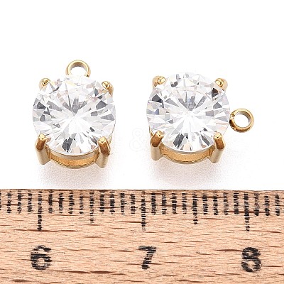 PVD Vacuum Plating Real 18K Gold Plated 304 Stainless Steel Cubic Zirconia Pendants STAS-L278-010G-01-1