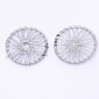Wrapped Wire Iron Pendants IFIN-WH0053-41B-01-1