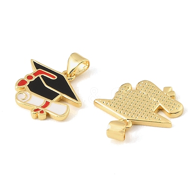 Graduation Season Brass Enamel Pendants KK-CBAF2EC-03G-A01-1