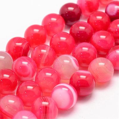 Natural Striped Agate/Banded Agate Bead Strands G-K155-B-8mm-09-1