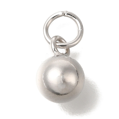 Rhodium Plated 925 Sterling Silver Round Charms STER-G043-08B-P-1