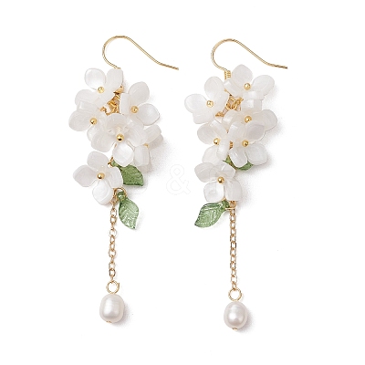 Shell Pearl Dangle Earrings EJEW-TA00617-02-1