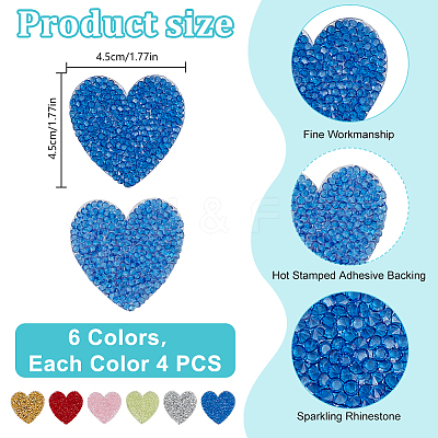 24Pcs 6 Colors Rhinestone Thread Iron on/Sew On Patches PATC-DR0001-03-1