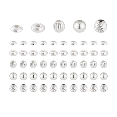 60Pcs 5 Styles 925 Sterling Silver Spacer Beads STER-PH0003-85-1