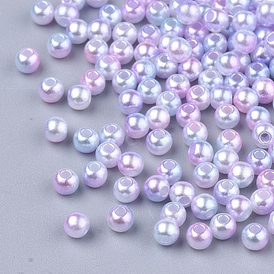 Rainbow ABS Plastic Imitation Pearl Beads OACR-Q174-8mm-01-1