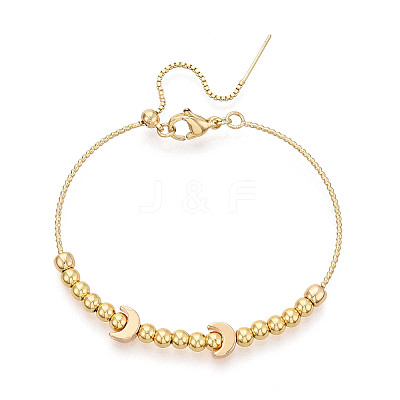 Adjustable Brass Beaded Slider Bracelets for Women BJEW-T022-21G-1