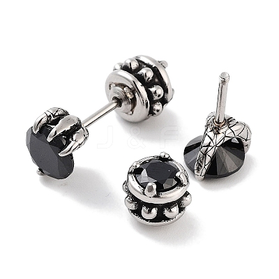 Claw 316 Surgical Stainless Steel Pave Black Cubic Zirconia Ear False Plugs for Women Men EJEW-Z050-36AS-1