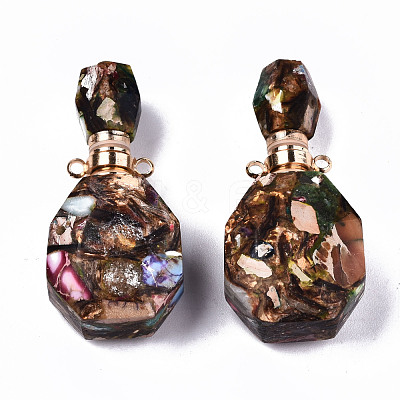 Assembled Synthetic Bronzite and Imperial Jasper Openable Perfume Bottle Pendants G-S366-060D-1
