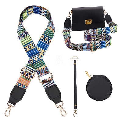 1Pc PU Leather Wallets & 1Pc Boho Style Nylon Adjustable Webbing Bag Straps FIND-WR0010-16-1